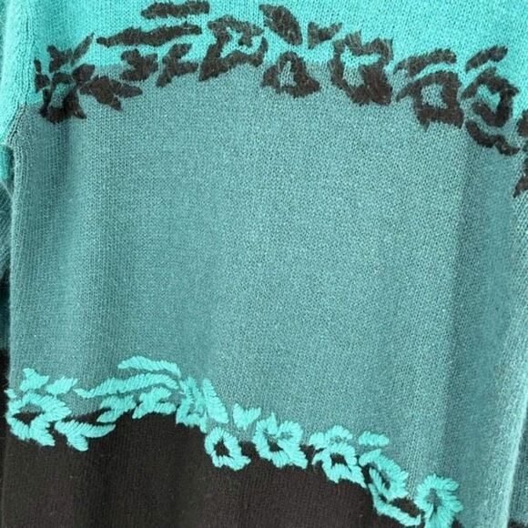 Vintage Segue Embroidered silk angora lambswool Sweater Blue Size Medium - Picture 5 of 8